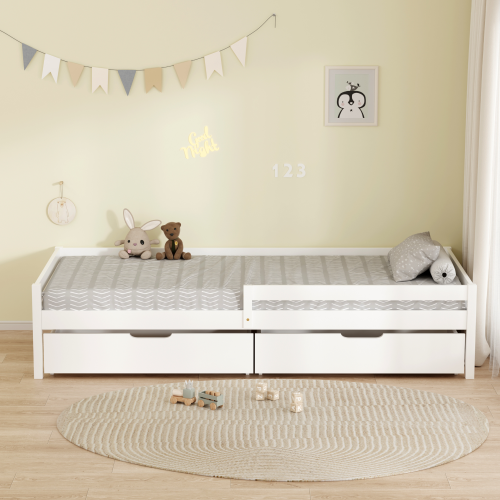 Posteľ s úložným priestorom, 90x200, biela, MIX NEW